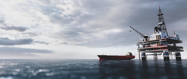 Фото Морская буровая установка на море нефтяная платформа для газа и нефти или сырой нефти промышленная
