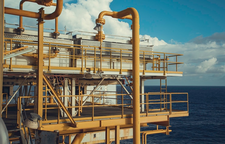 Photo offshore the industry oil and gas production petroleum pipeline.