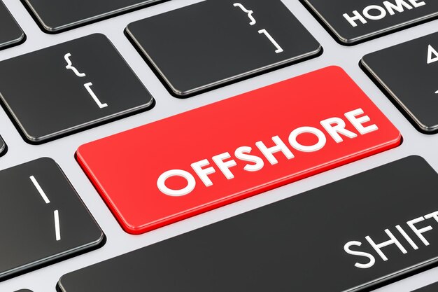 Offshore rode toetsenbordknop 3D-weergave