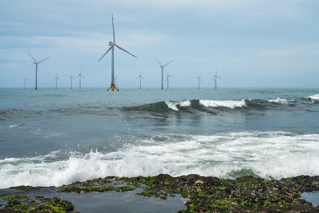 Offshore wind farm with beautiful seascape indonesia