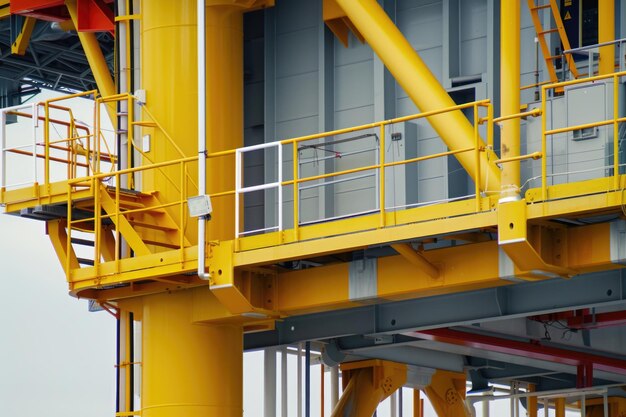 Photo offshore wind turbine maintenance platform in windpark noordoostpolder netherlands