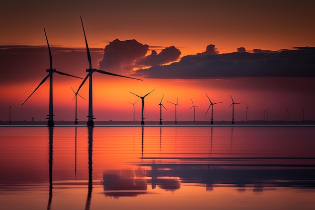 Offshore wind turbines Ai Generated