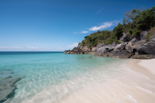 Offthebeatenpath beach with crystal clear waters and soft sand created with generative ai