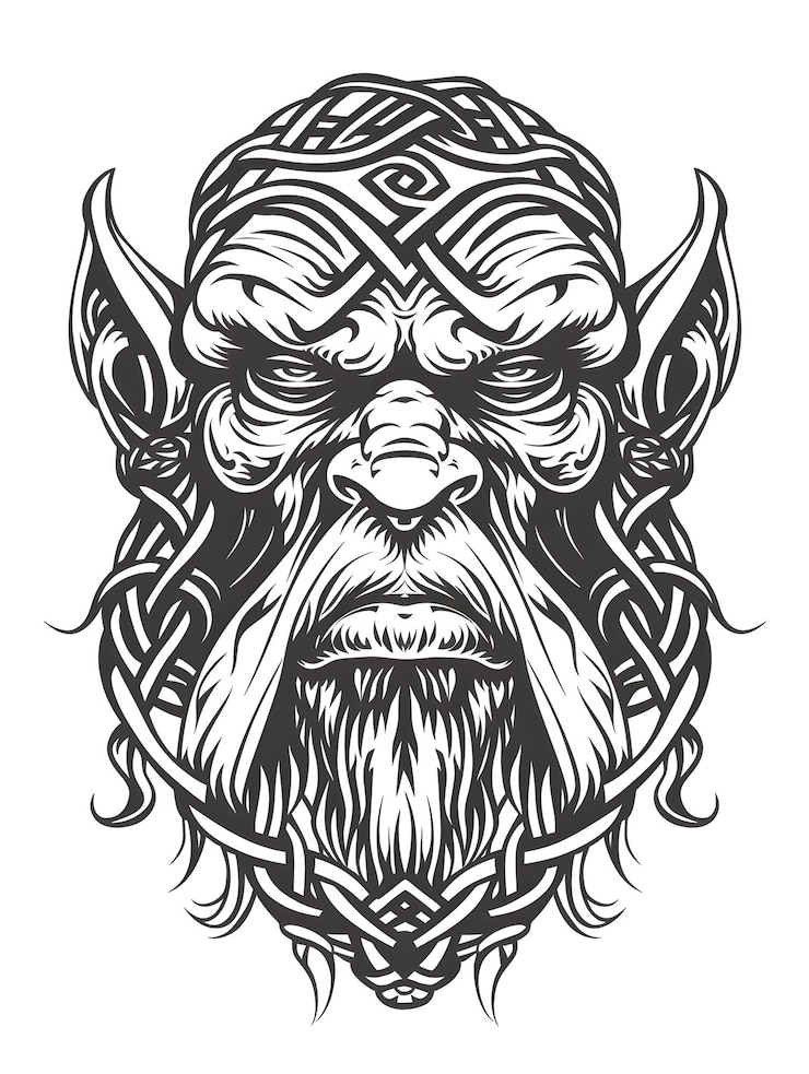 Photo ogre head very simple traditional tattoo flash styles illustration