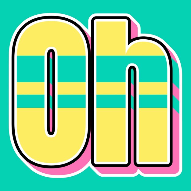 Oh Typography Vintage 90s 3d design yellow pink text background photo jpg