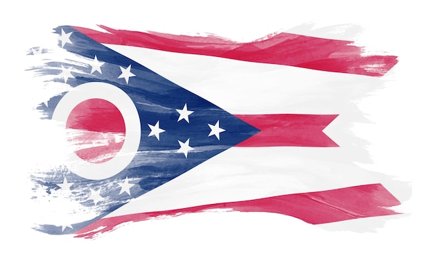 Foto colpo di pennello della bandiera dello stato dell'ohio fondo della bandiera dell'ohio