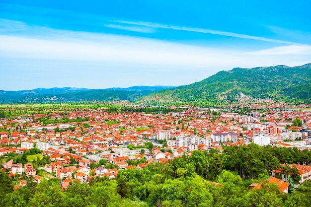 Панорамный вид с воздуха на город Охрид Македония