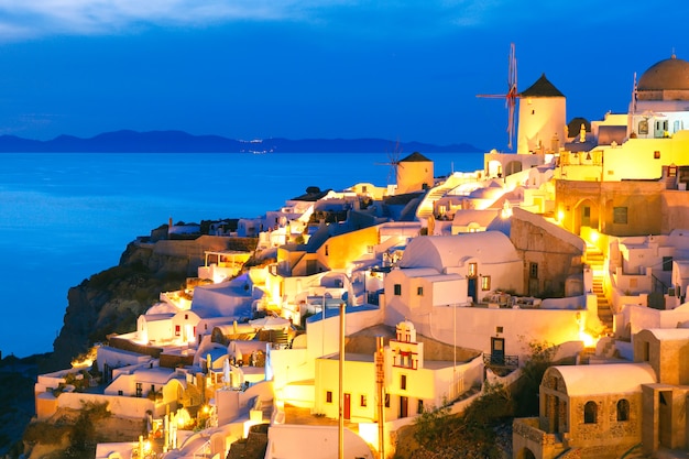 Oia at night, Santorini, Greece