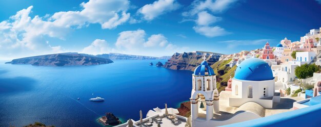 Oia town in Santorini island in Greece Generative ai