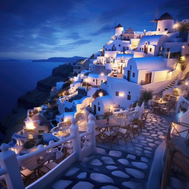 Photo oia town in santorini island in greece generative ai