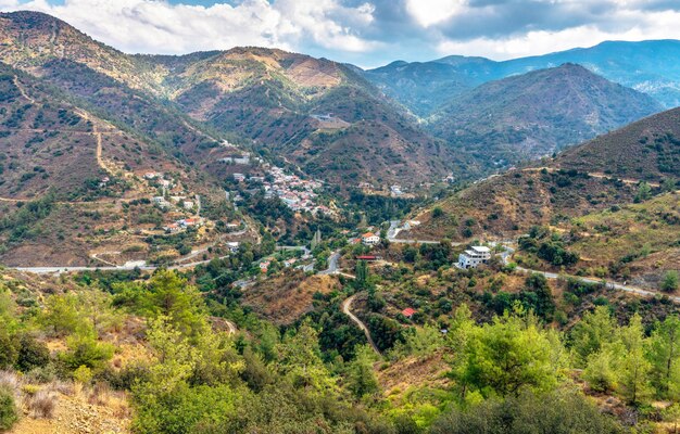 Oikos mountain village in the Troodos mountain range in Cyprus