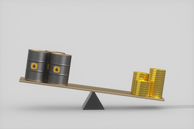 Oil barrel and dollar with white background3d rendering