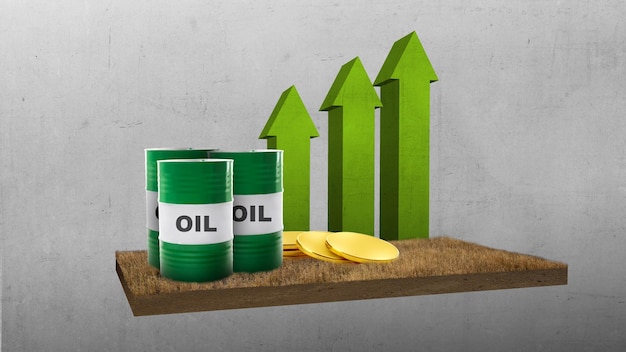 Нефтяная бочка и стопка монет