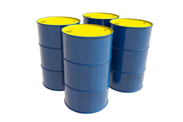 Нефтяные бочки или химические бочки расположены на базе