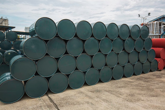 Oil barrels green or chemical drums horizontal
