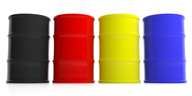 Oil barrels on white background 3d illustration