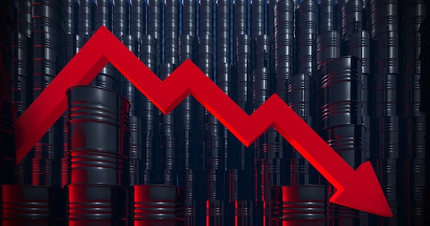 Photo oil barrels with arrow diagram