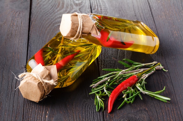 Oil Bottles with Aromatic Herbs