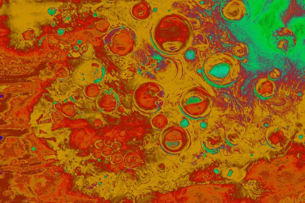 Photo oil bubbles inside water base form patterns