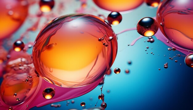 Нефтяные пузыри в воде на красочном фоне