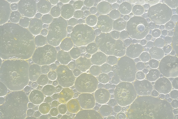 Oil droplets on the surface of water creating an abstract background