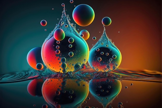 Oil drops in water Abstract background with colorful gradient colors