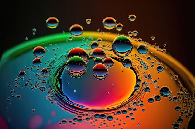 Oil drops in water Abstract background with colorful gradient colors