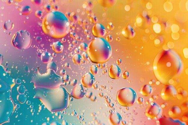 水面に落ちる油滴は色とりどりの抽象的な背景を生み出します