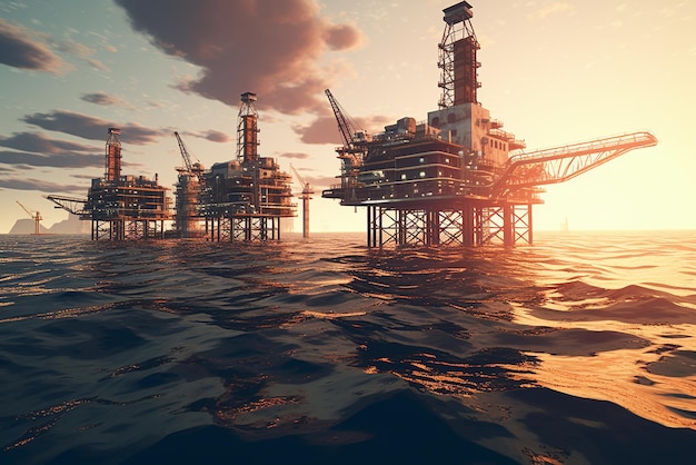 写真 海洋の石油抽出プラットフォーム