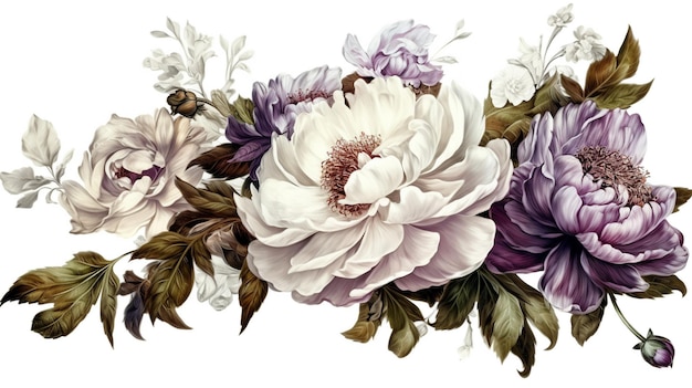 캔버스 인사말 카드 자연 개념에 유화 꽃 그림 식물 인쇄 AI 생성
