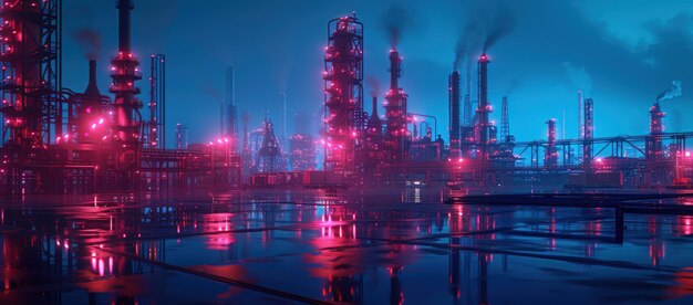 Oil and gas power factory with storage tanks for petrochemical production AI generated image