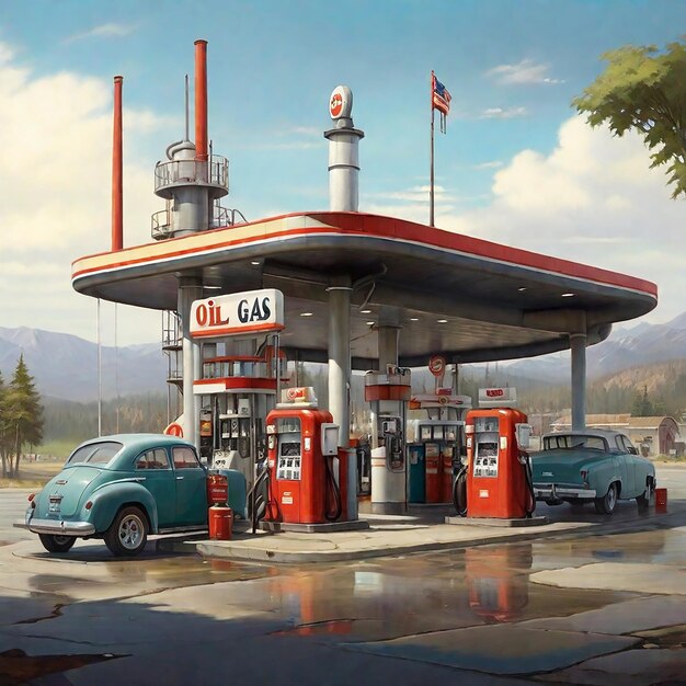 Oil and gas station