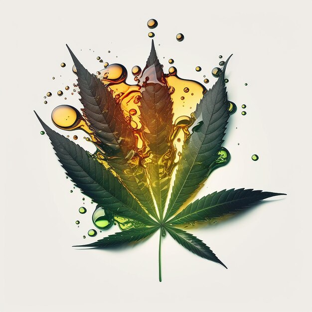 Oil on hemp leaves Generative AI