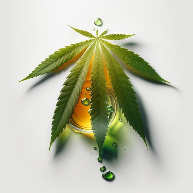 Oil on hemp leaves Generative AI