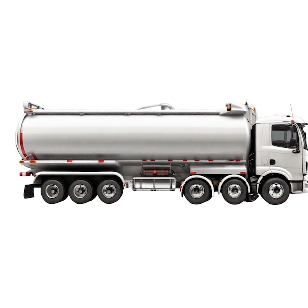 Photo oil industry flat composition with isolated image of truck with cistern for oil