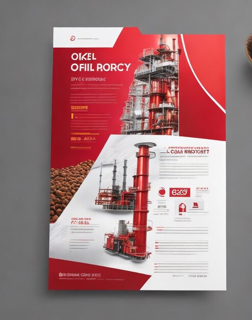 Photo oil industry flyer design vector design template