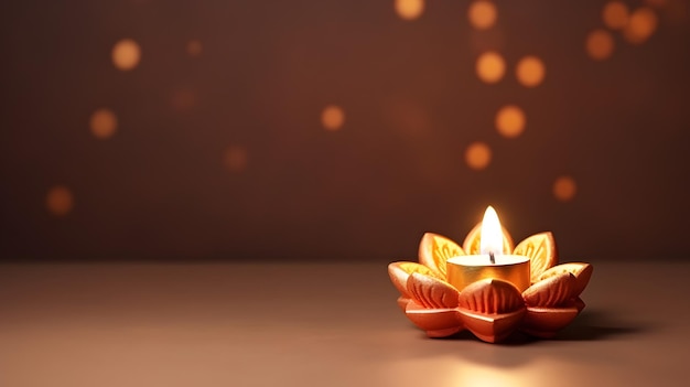 Oil lamp decoration in happy Diwali festival