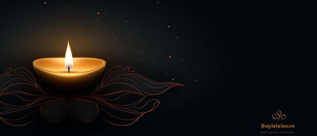 Oil lamp diwali celebration banner background with copy space for text