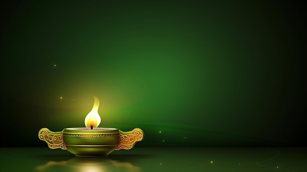 Oil lamp diwali celebration banner background with copy space for text