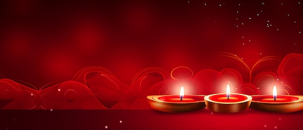 Oil lamp diwali celebration banner background with copy space for text