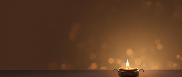 Photo oil lamp diwali celebration banner background with copy space for text