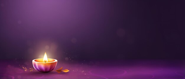 Oil lamp diwali celebration banner background with copy space for text