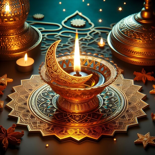 Photo oil lamp for islamic eid al adha