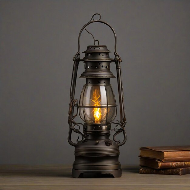 Photo oil lantern radiating warmth in darkness generate by ai