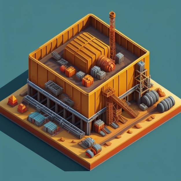 Здание нефтяной шахты 3d, созданное с помощью генеративного искусственного интеллекта