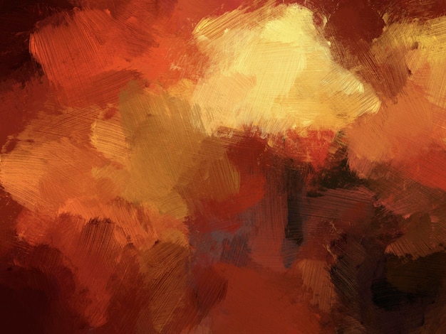 オイル ペイント ブラシの抽象的な背景赤黄色