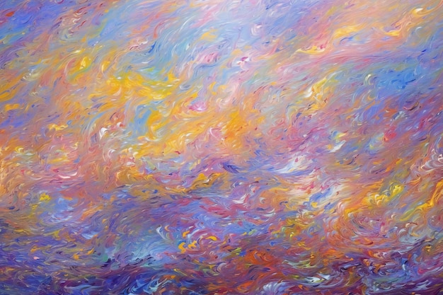 Oil painting abstract background in blue orange yellow and purple colors