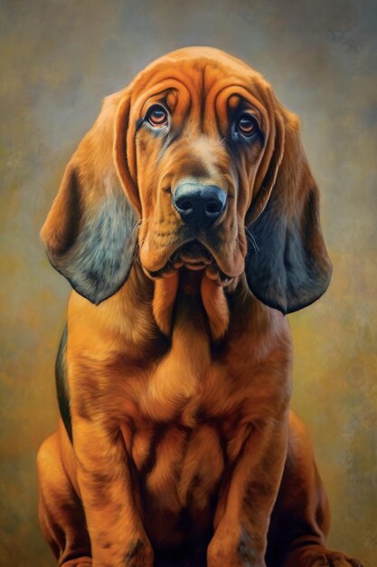 Oil painting of a Bloodhound