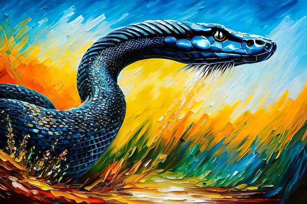 Oil painting a cobra