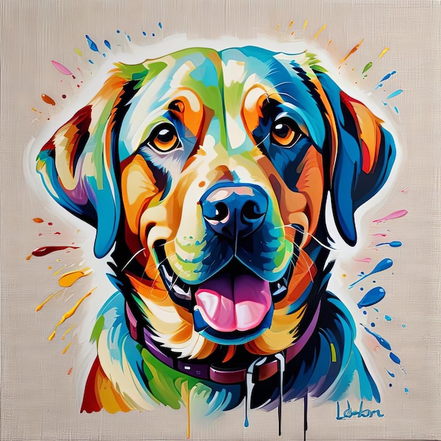 Oil Painting of a Cute Labrador Dog